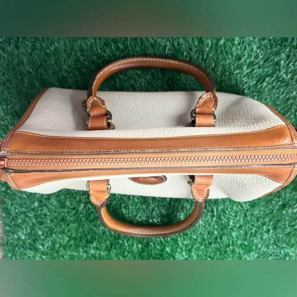 Dooney & Bourke Tan and‎ Cream Leather Satchel